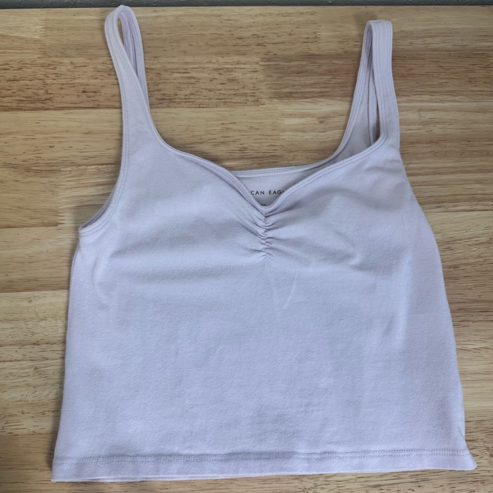 American Eagle Purple Ruched Sweetheart Chest‎ Cropped Tank